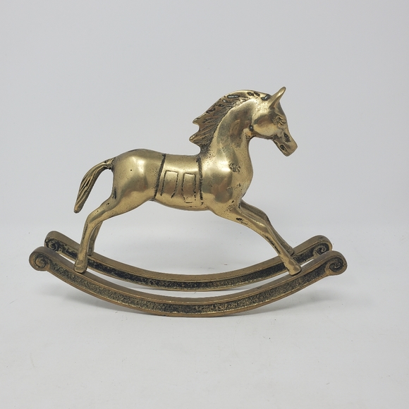 VTG Brass Rocking Horse Figurine